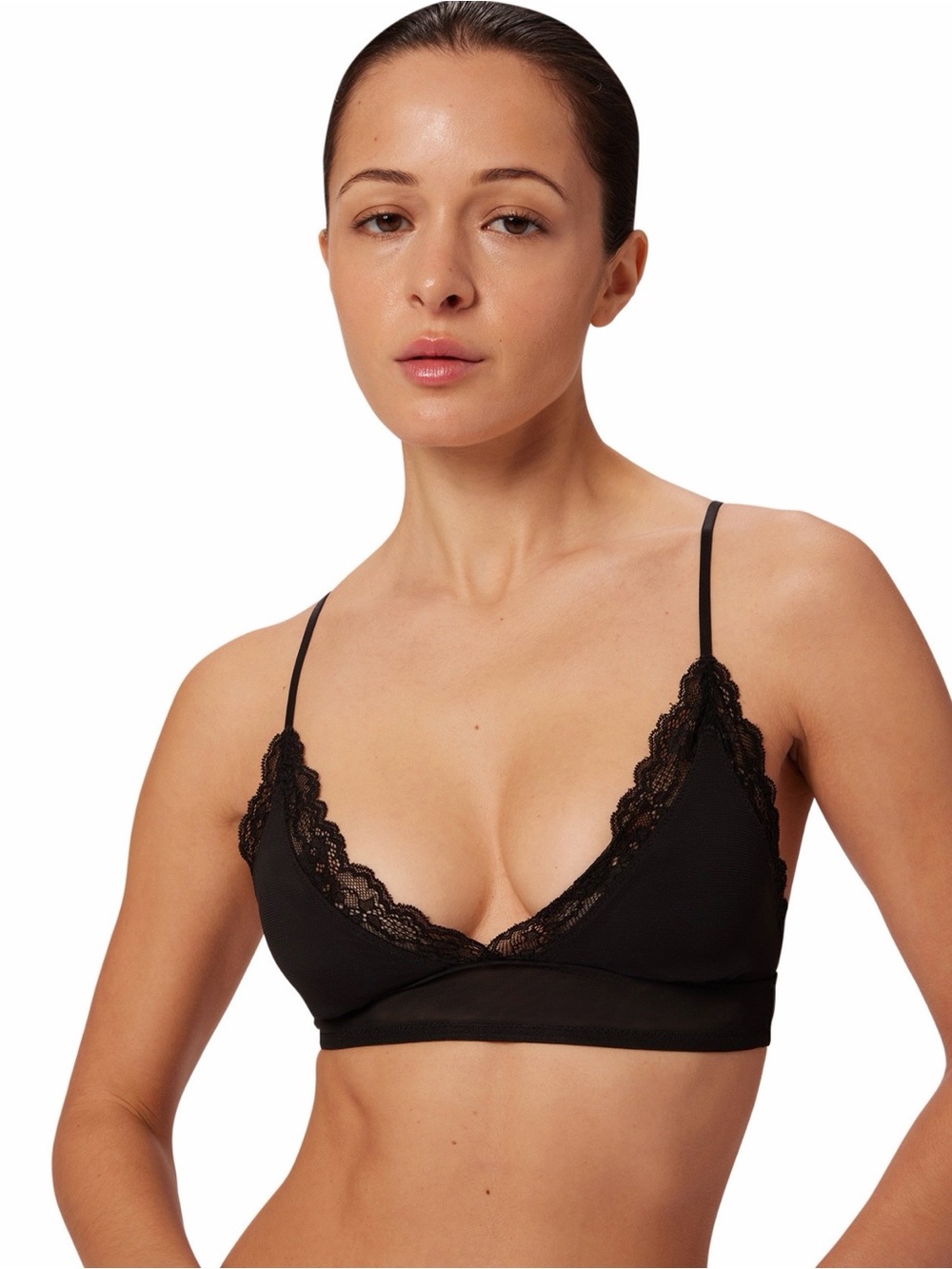 Lace-Trim Black Bralette - Parade